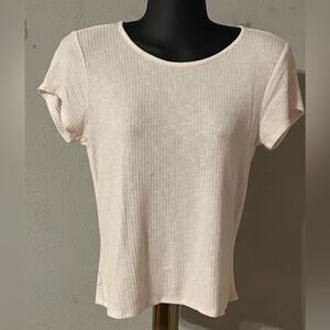 Small Urban Episodes white shirt sleeve crew neck open/button back ribbed shirt
